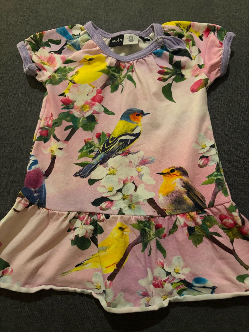 Molo Pink Floral & Colorful Bird Print Casual Dress